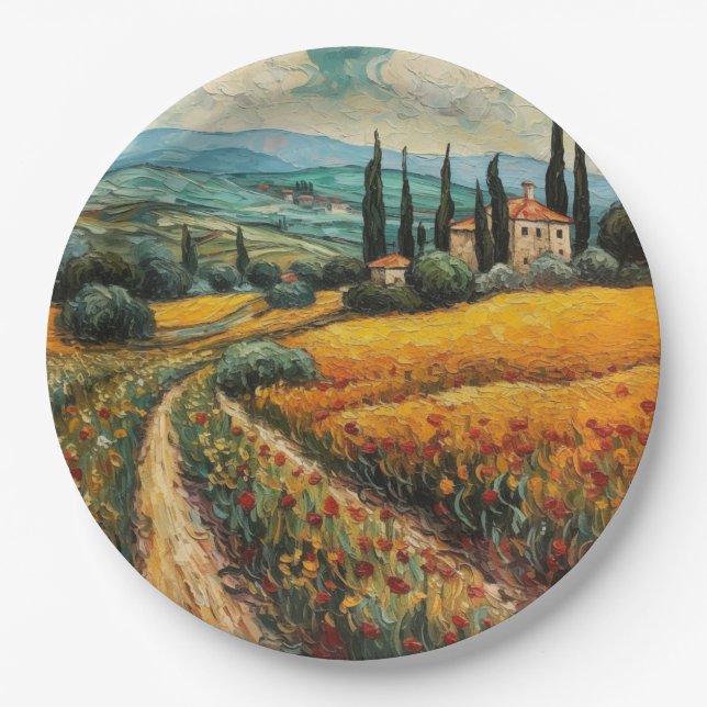 Golden Tuscany Dreams Paper Plate (Front)