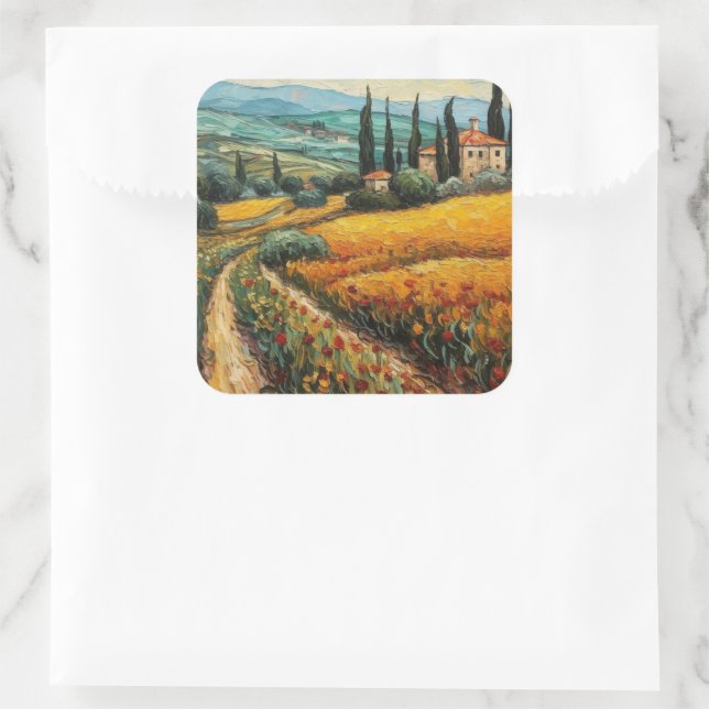 Golden Tuscany Dreams Square Sticker (Bag)