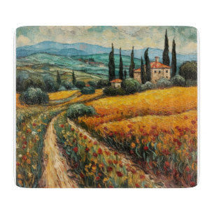 Golden Tuscany Wildflower Countryside Landscape Cutting Board