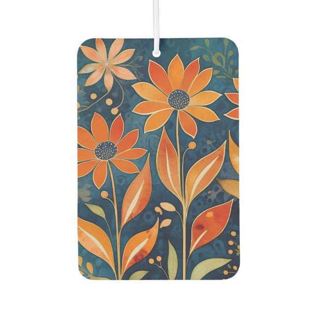 Golden Twilight Floral Car Air Freshener (Front)