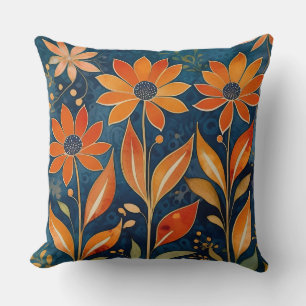Golden Twilight Floral Cushion