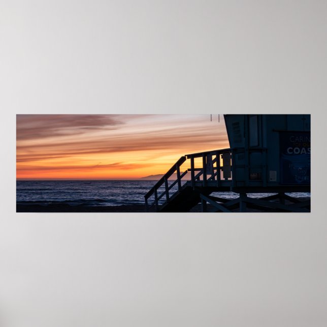 Golden Twilight Hour Sunset - Venice Beach, CA Poster (Front)