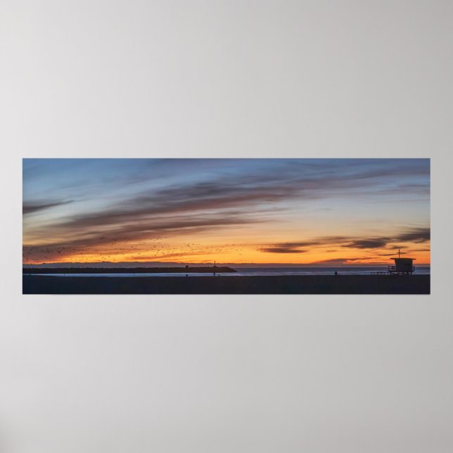 Golden Twilight Hour Sunset - Venice Beach, CA Poster (Front)