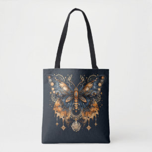 Golden Twilight Moth - Celestial Gothic Art Tote Bag