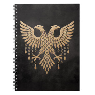 Golden Twin Raven Norse Mythology Black Notebook