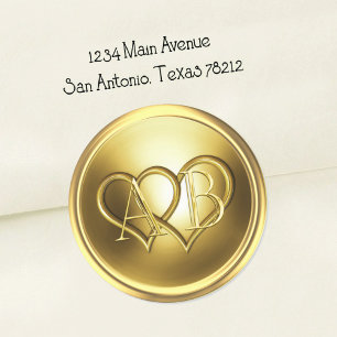 Golden Two Hearts Intertwined Wedding Classic Round Sticker