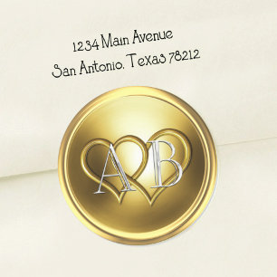 Golden Two Hearts Intertwined Wedding Classic Round Sticker