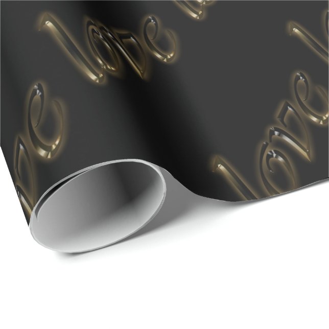 Golden Typography Gold Text Shiny Elegant Love Wrapping Paper (Roll Corner)