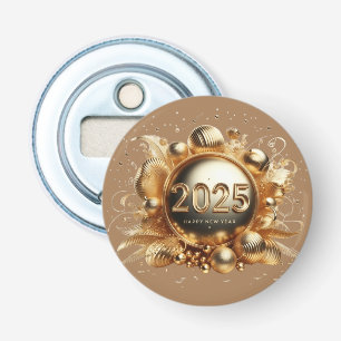 Golden typography happy new year 2025 bottle opener