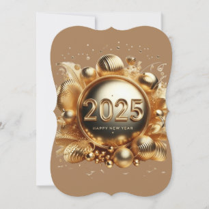 Golden typography happy new year 2025 gift holiday card