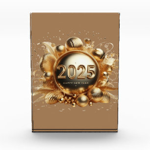 Golden typography happy new year 2025 photo block
