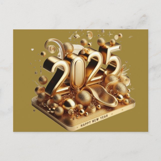 golden typography holiday postcard (Front)