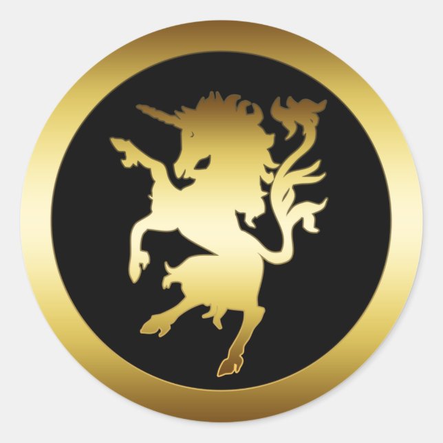GOLDEN UNICORN CLASSIC ROUND STICKER (Front)