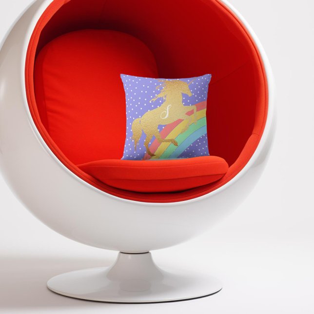 Golden Unicorn over Pastel Rainbow Custom Colour Cushion (Creator Uploaded)