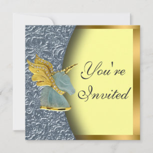 Golden Unicorn Party Invitation