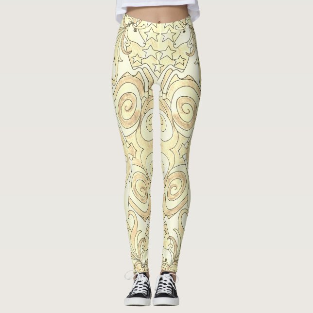 Golden Unicorn Patterned Leggings (Front)