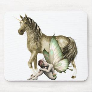 Golden Unicorn & Shy Fairy Mousepad