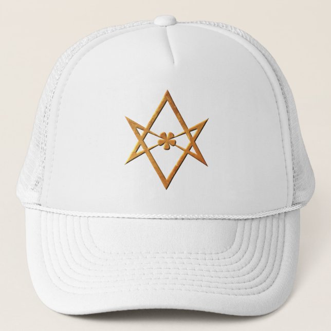 Golden Unicursal Hexagram - thelemic symbol Trucker Hat (Front)