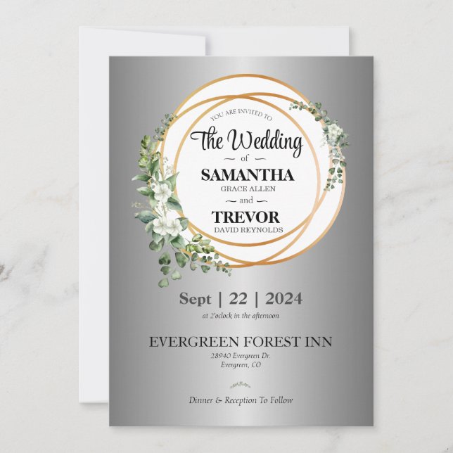 Golden Union Celebrating Love & Commitment Wedding Invitation (Front)