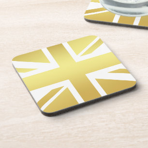 Golden Union Jack British Flag Coaster