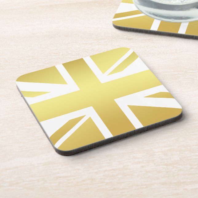 Golden Union Jack British Flag Coaster (Left Side)