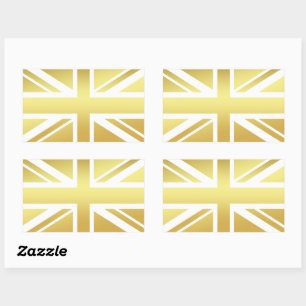 Golden Union Jack British Flag Rectangular Sticker