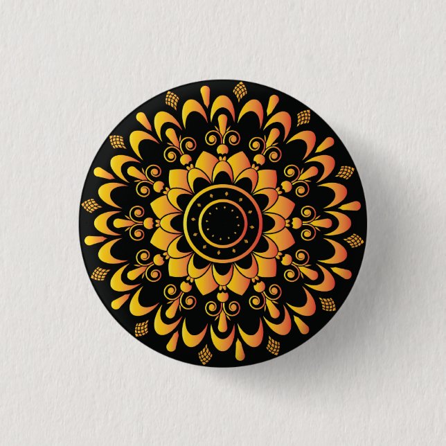 Golden Unique Mandala Design  3 Cm Round Badge (Front)