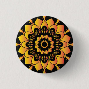 Golden Unique Mandala Design 3 Cm Round Badge