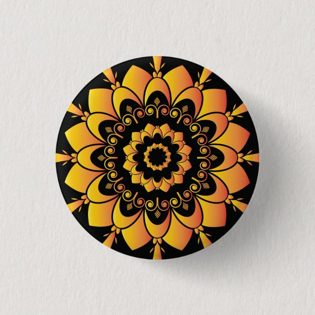 Golden Unique Mandala Design  3 Cm Round Badge (Front)