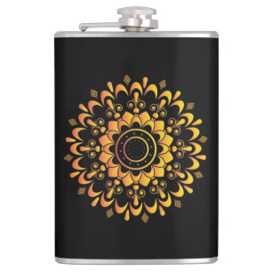 Golden Unique Mandala Design-95747 Hip Flask
