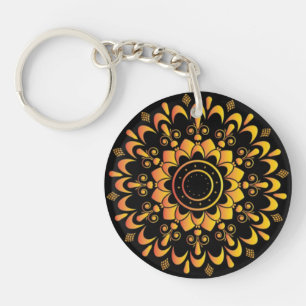 Golden Unique Mandala Design-95747 Key Ring