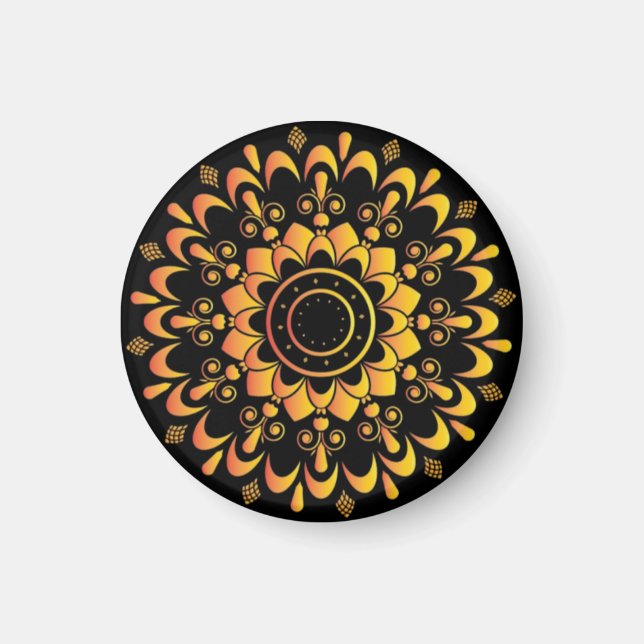 Golden Unique Mandala Design-95747 Magnet (Front)