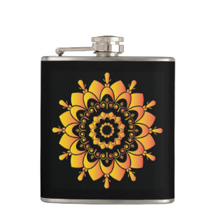 Golden Unique Mandala Design-95748 Hip Flask