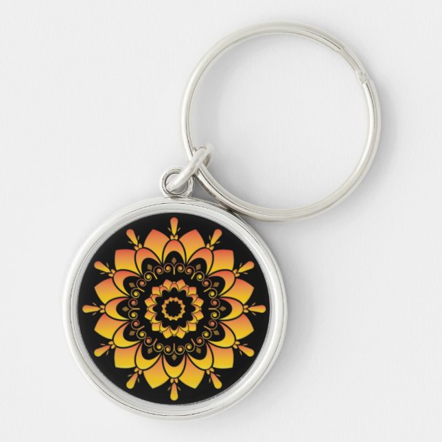 Golden Unique Mandala Design-95748 Key Ring (Front)