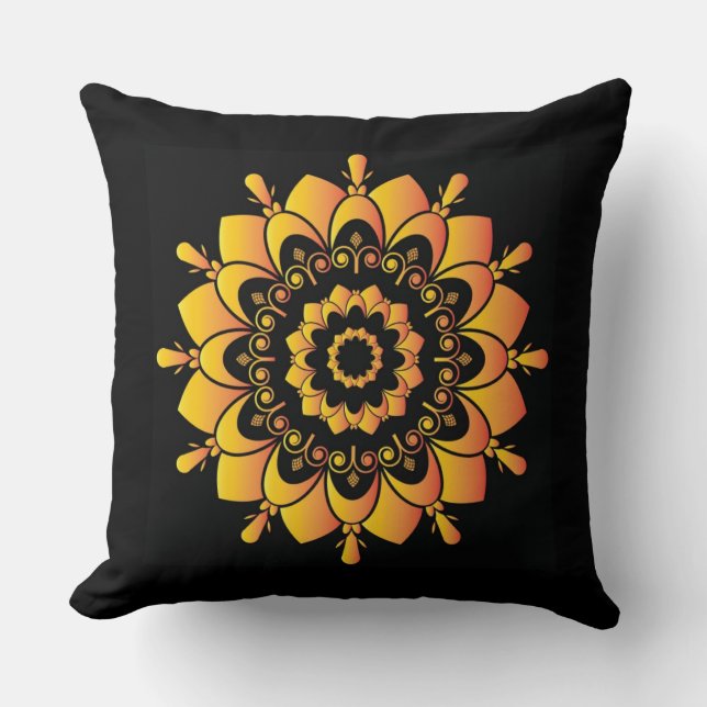 Golden Unique Mandala Design  Cushion (Front)