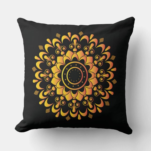 Golden Unique Mandala Design  Cushion (Front)
