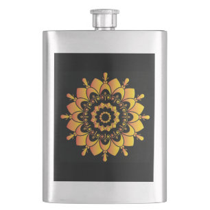 Golden Unique Mandala Design Hip Flask