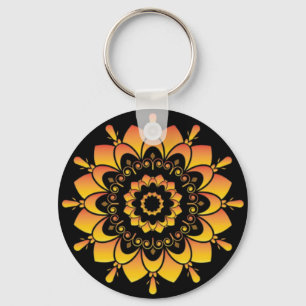 Golden Unique Mandala Design Key Ring