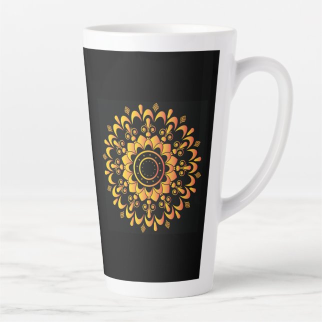 Golden Unique Mandala Design  Latte Mug (Right)