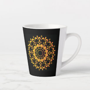 Golden Unique Mandala Design Latte Mug