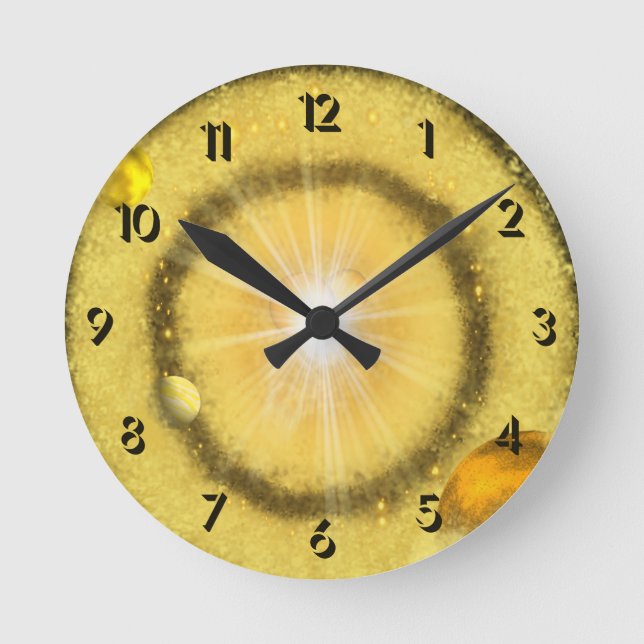 Golden Universe Round Clock (Front)