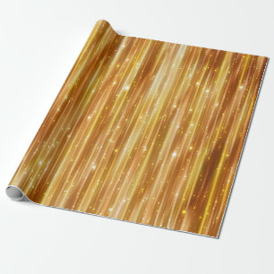 Golden upholstery, blue curtains with supports and wrapping paper
