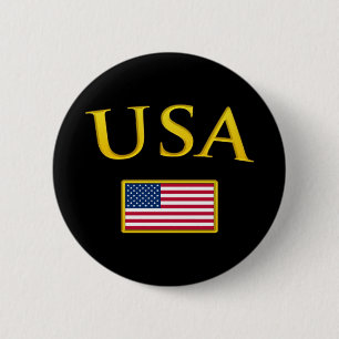 Golden USA 6 Cm Round Badge