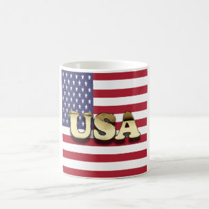 Golden USA American Flag Coffee Mug