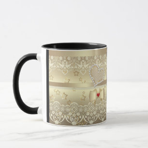 Golden Valentines Day Wedding illustration heart l Mug