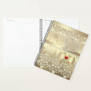 Golden Valentines Day Wedding illustration heart l Planner