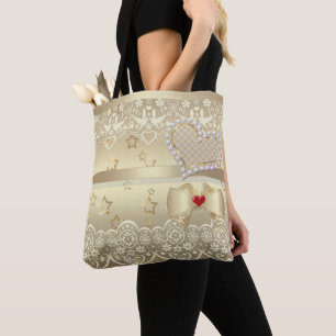 Golden Valentines Day Wedding illustration heart l Tote Bag