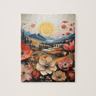Golden Valley Blossoms: Dreamlike Nature Art Jigsaw Puzzle