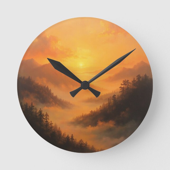 Golden Valley Sunrise Round Clock (Front)