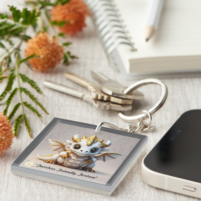"Golden Vector Dragon" Key Ring (Front Right)